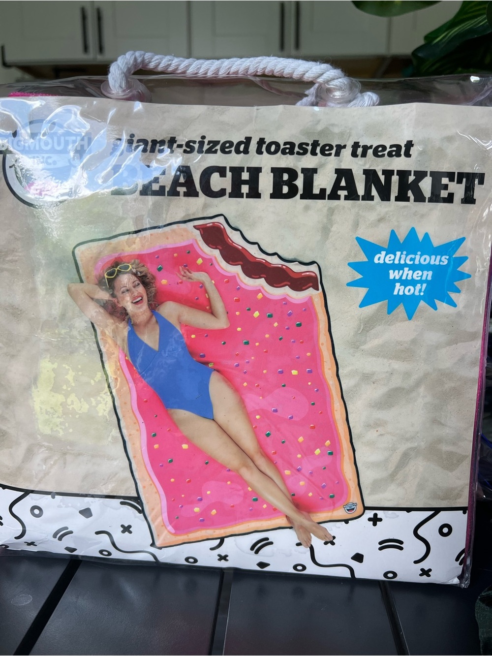 Unbranded Pink Donut Beach Blanket - Giant Toaster Treat